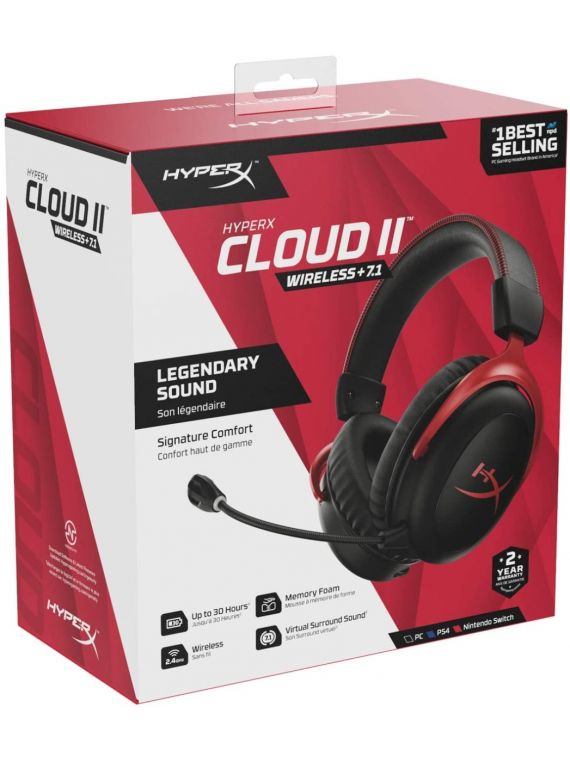 HyperX Cloud II Wireless - Gaming Headset , Black and Red