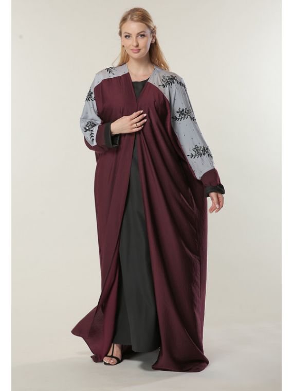 Colorblock Abaya with Handwork