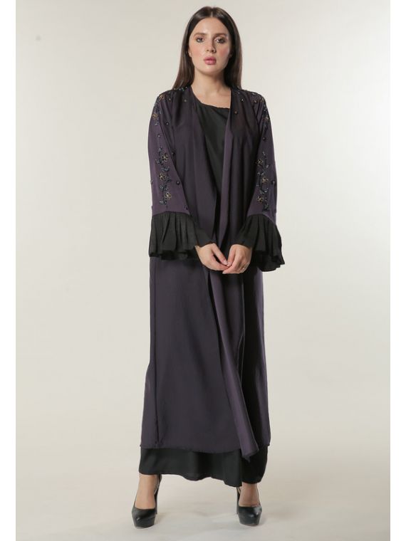 Purple Abaya with Handwork