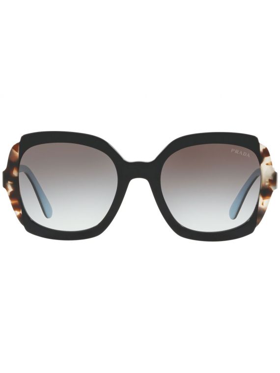 Prada Sunglass Black Azure/Spotted Brown Square